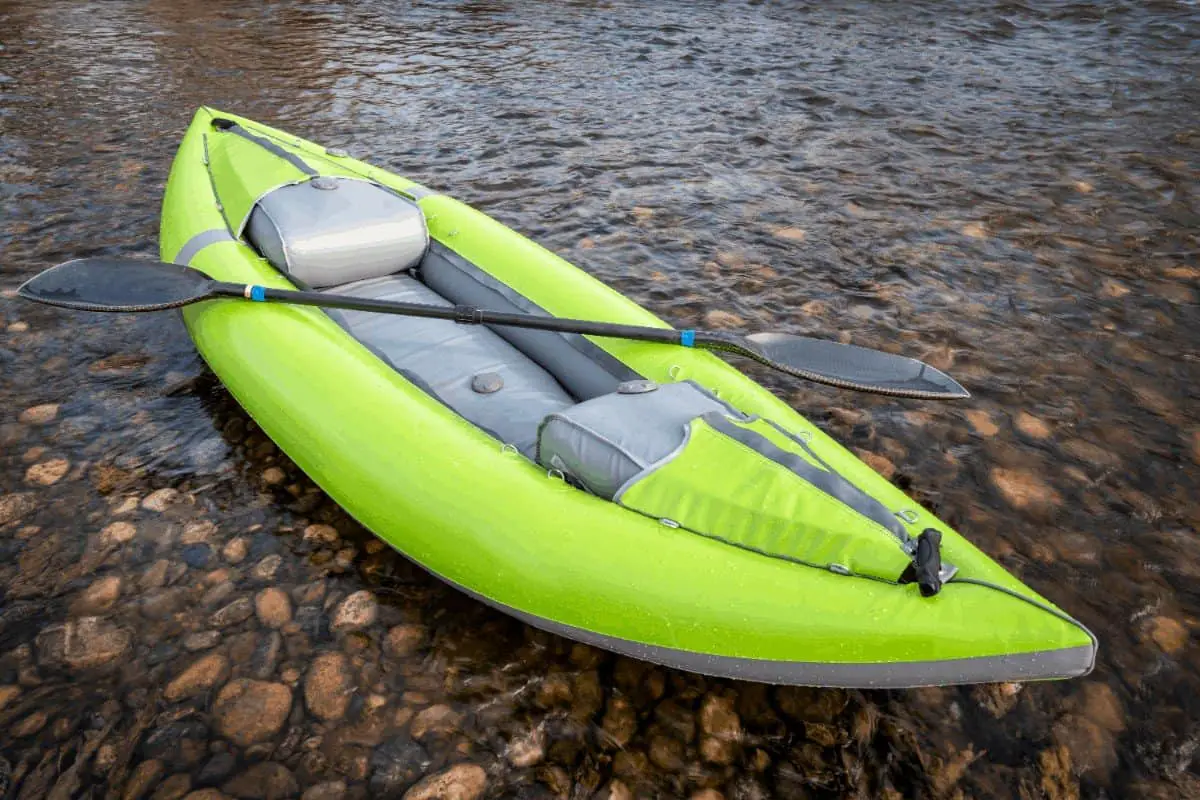 Inflatable kayak for fishing in rivers